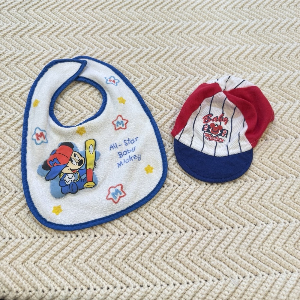 Mickey Mouse Infant Baby Bib Hat Baby Mickey Baseball Vintage 90s Retro